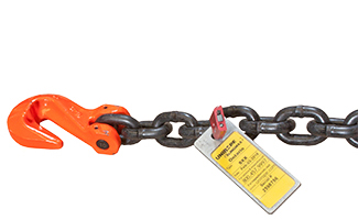 Sling types which are constructed without the use of connecting links the tag is attached with a steel cable bar-lock which includes a serial number.